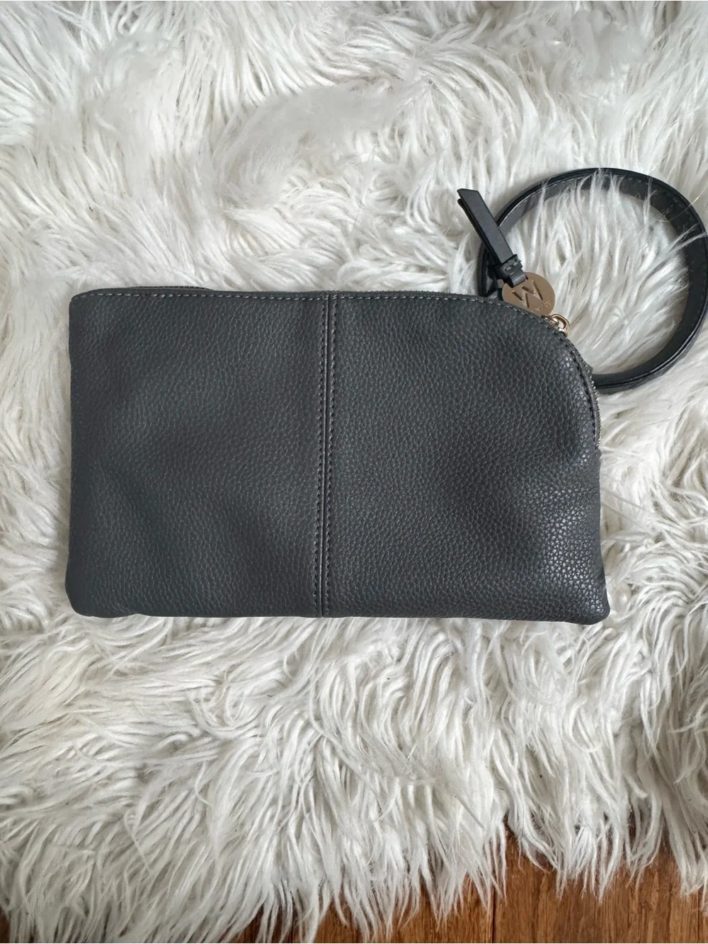 Mia K Collection Simone Wristlet Charcoal Gray Vegan Leather